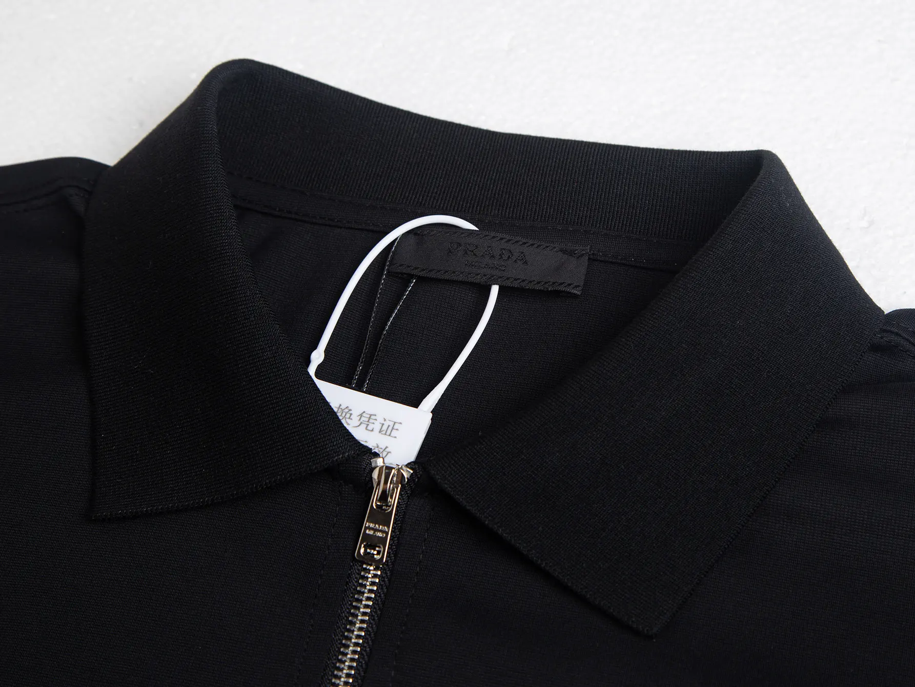 Logo-Badge Zip-Up Cotton Polo Shirt D12016327 — view 4