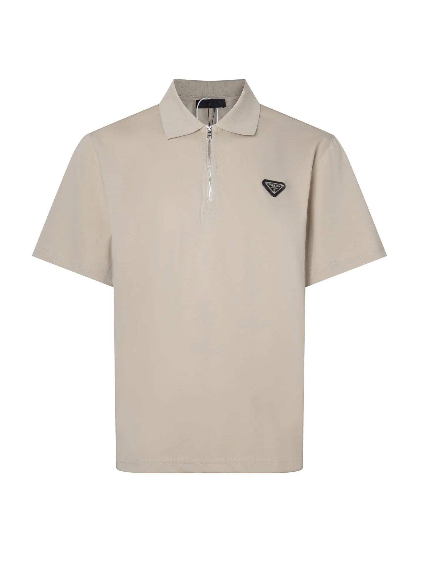 Logo-Plaque Zip-Up Cotton Polo Shirt D12016325