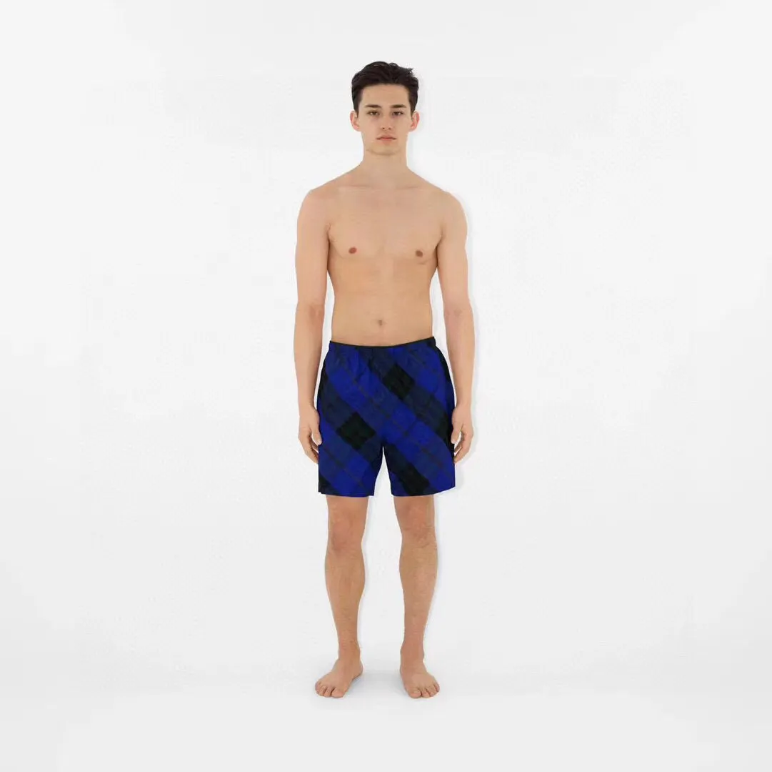 Check Print Drawstring Swim Shorts D12516528 — view 3