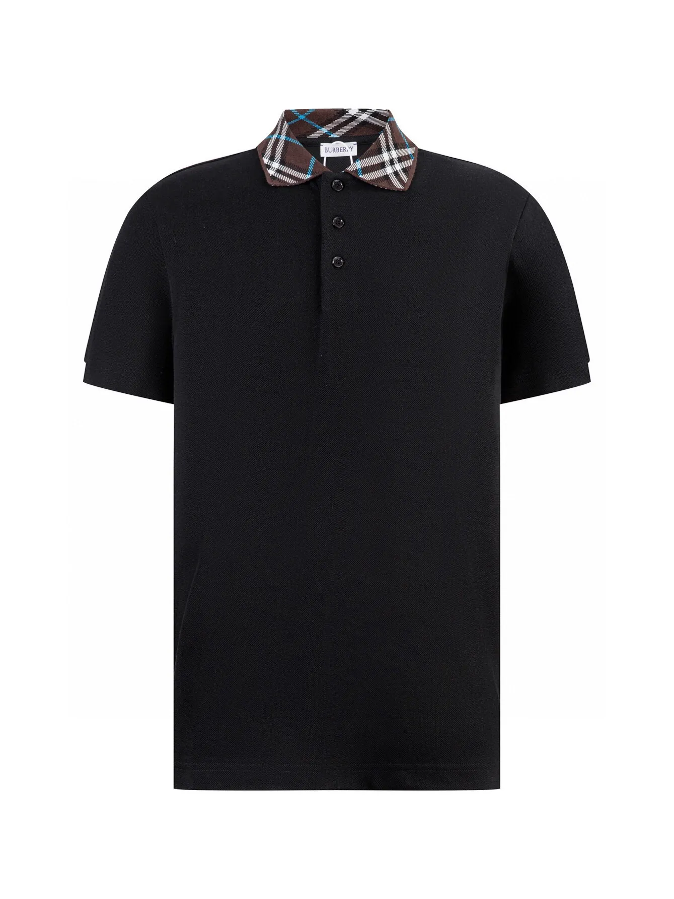 Check-Collar Piqué Cotton Polo Shirt D12516355