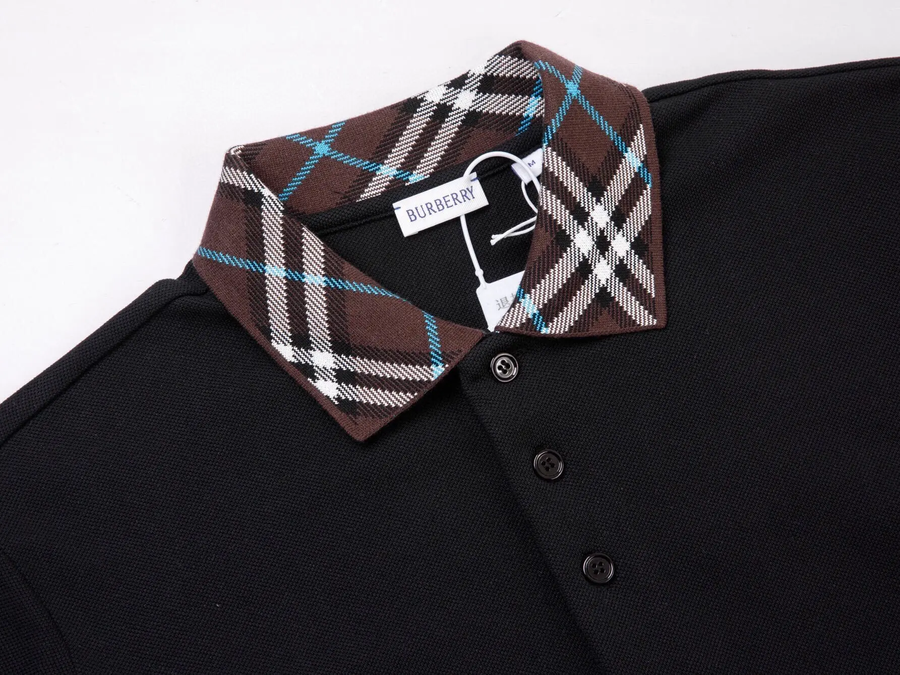 Check-Collar Piqué Cotton Polo Shirt D12516355 — view 3