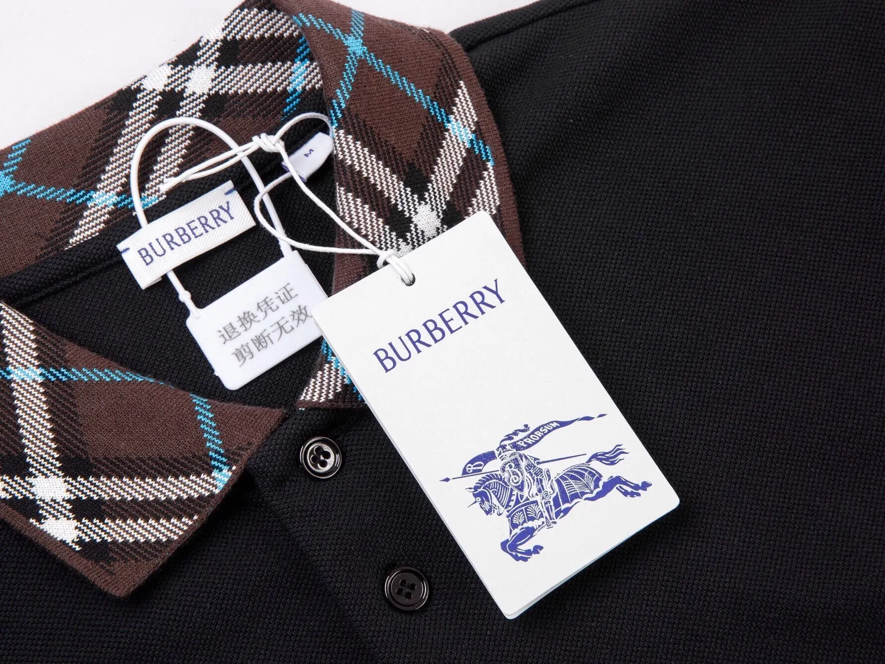 Check-Collar Piqué Cotton Polo Shirt D12516355 — view 4
