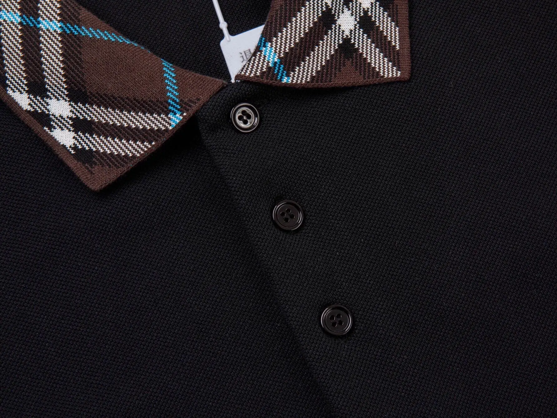 Check-Collar Piqué Cotton Polo Shirt D12516355 — view 5
