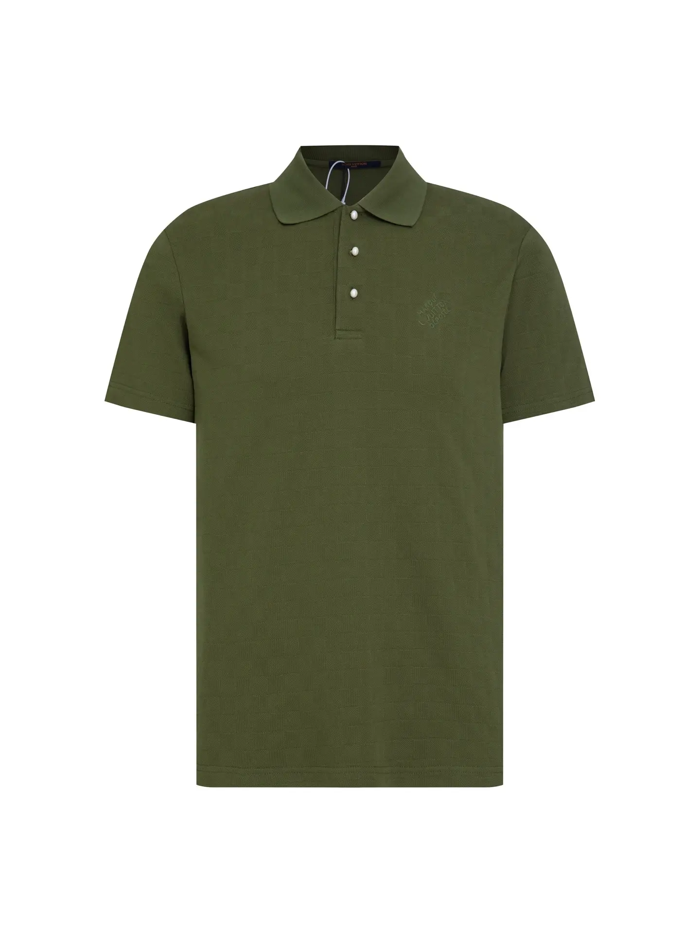 Damier Embroidered Polo Shirt with Pearl Buttons D14016338