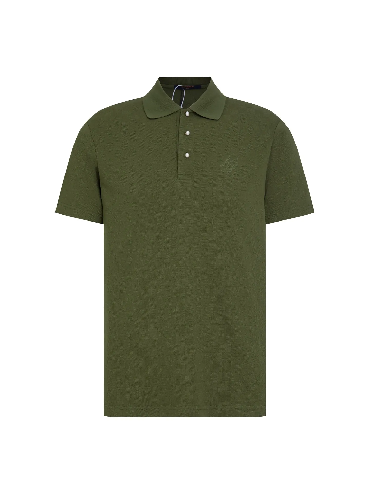 Damier Embroidered Polo Shirt with Pearl Buttons D14016338