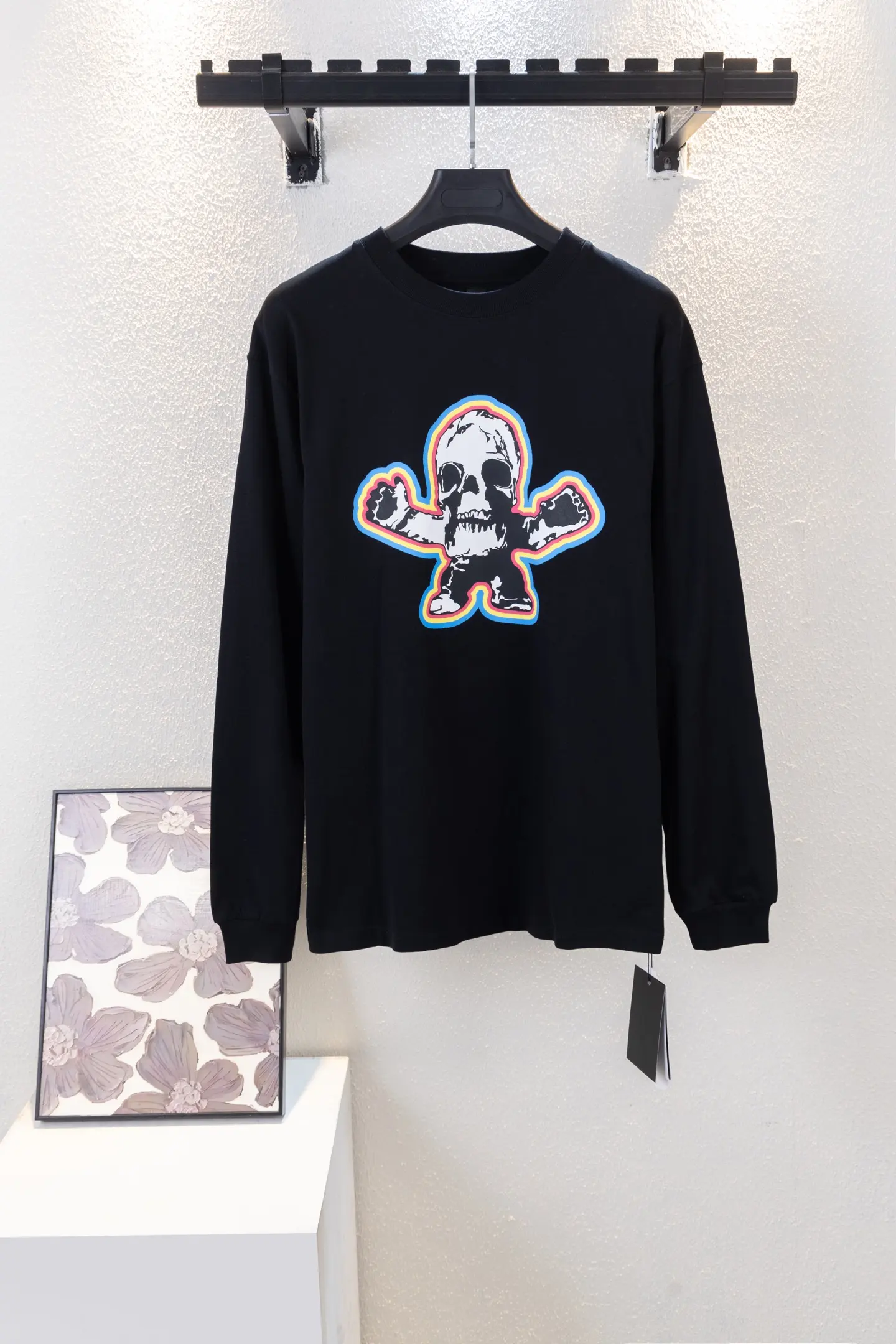 Skull Print Long-Sleeve Cotton T-Shirt D14512655
