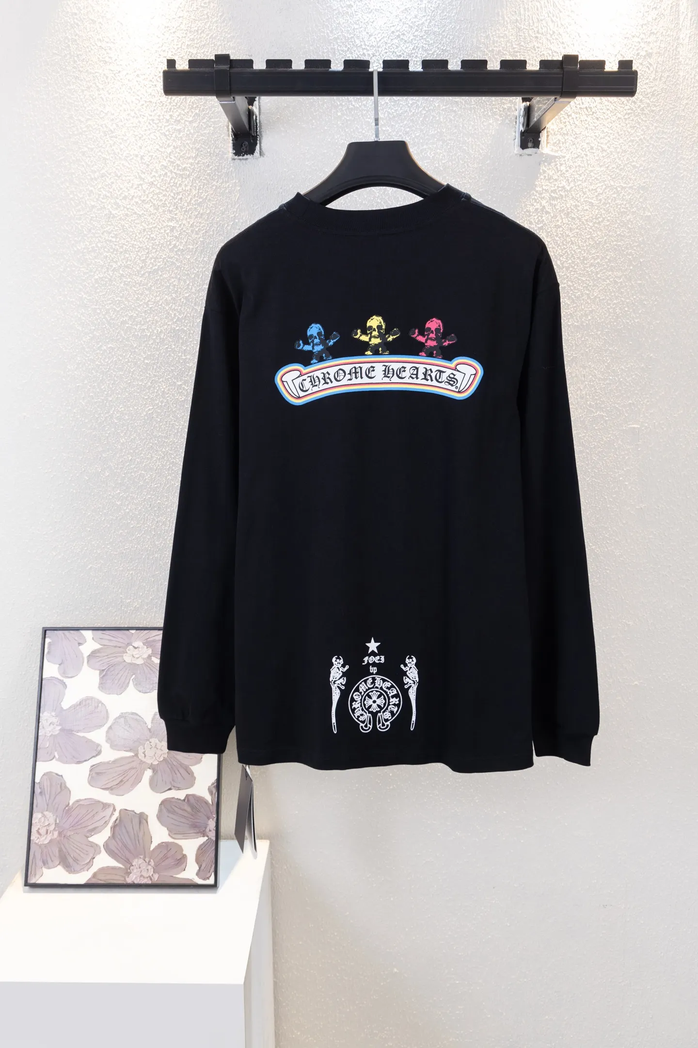 Skull Print Long-Sleeve Cotton T-Shirt D14512655 — view 2