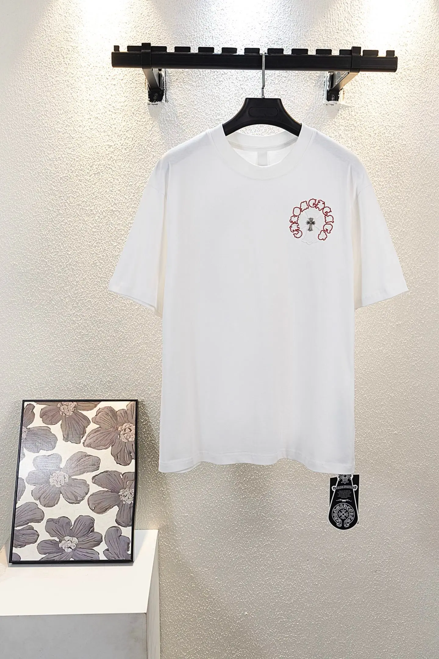 Embroidered Horseshoe Cross Oversized T-Shirt D14511547