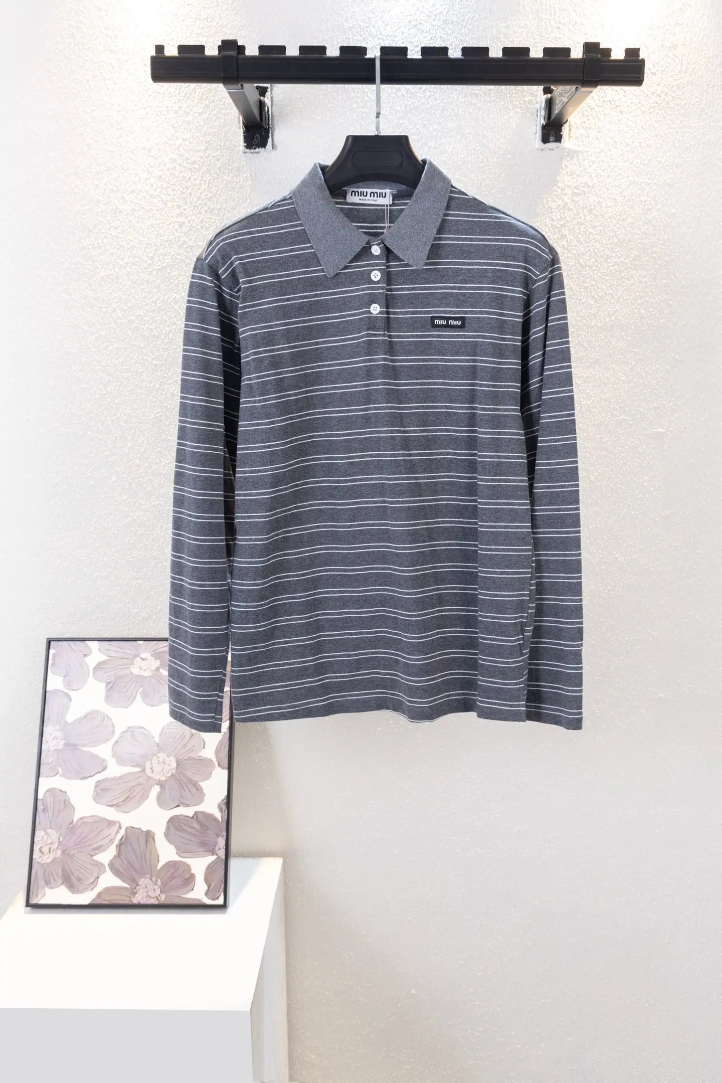 Striped Cotton Long-Sleeved Polo Shirt D14812663