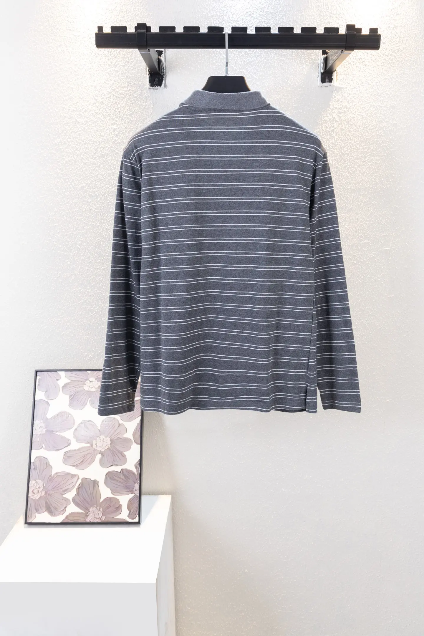 Striped Cotton Long-Sleeved Polo Shirt D14812663 — view 2
