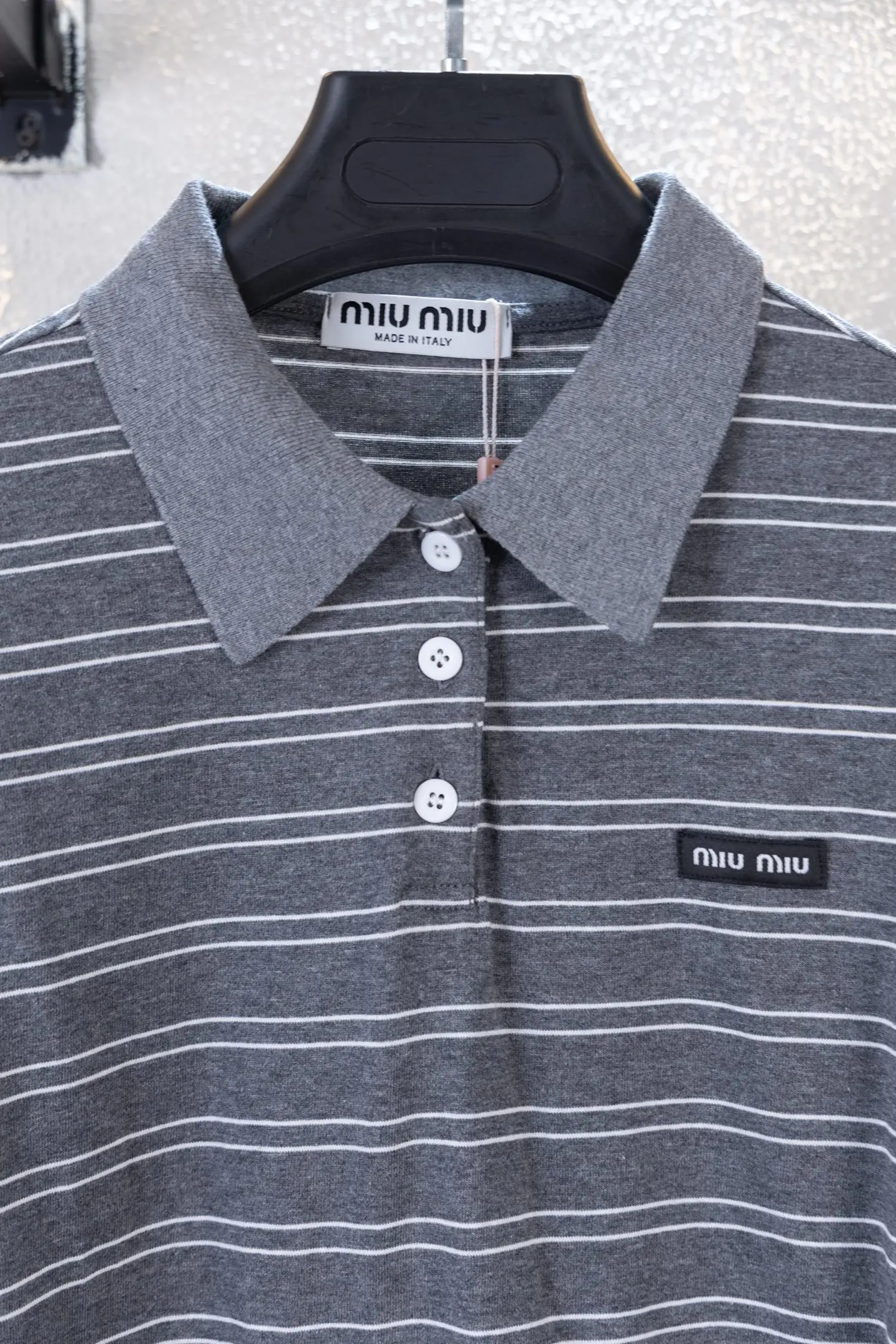 Striped Cotton Long-Sleeved Polo Shirt D14812663 — view 3