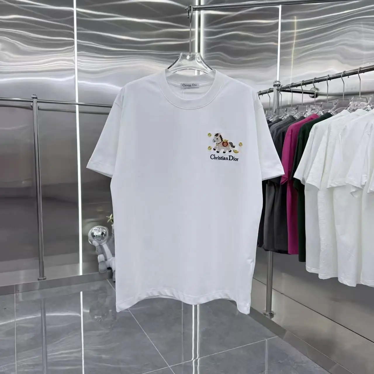 Embroidered Horse Logo Cotton T-Shirt D15014310