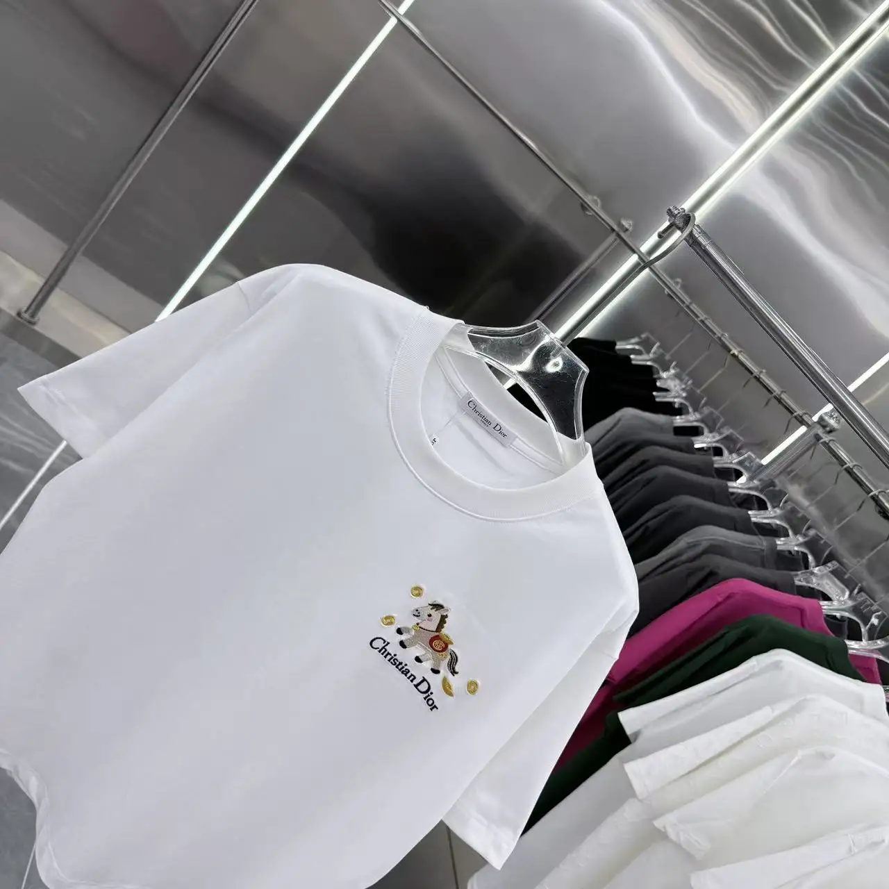 Embroidered Horse Logo Cotton T-Shirt D15014310 — view 3