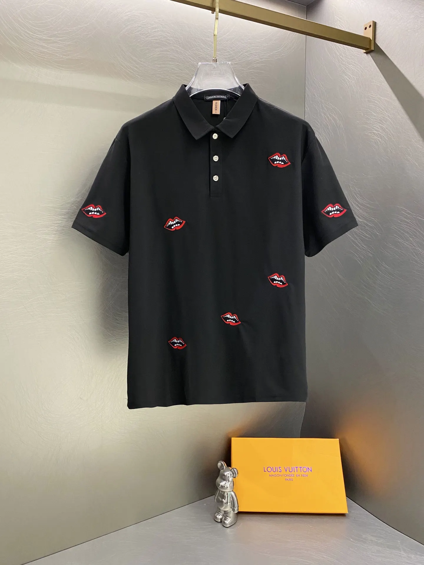 Matty Boy Lips Embroidered Cotton Polo Shirt D15019610