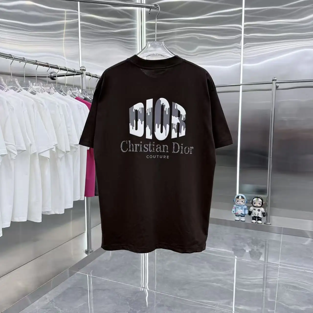 Logo Flocked Cotton T-Shirt D15014339 — view 7