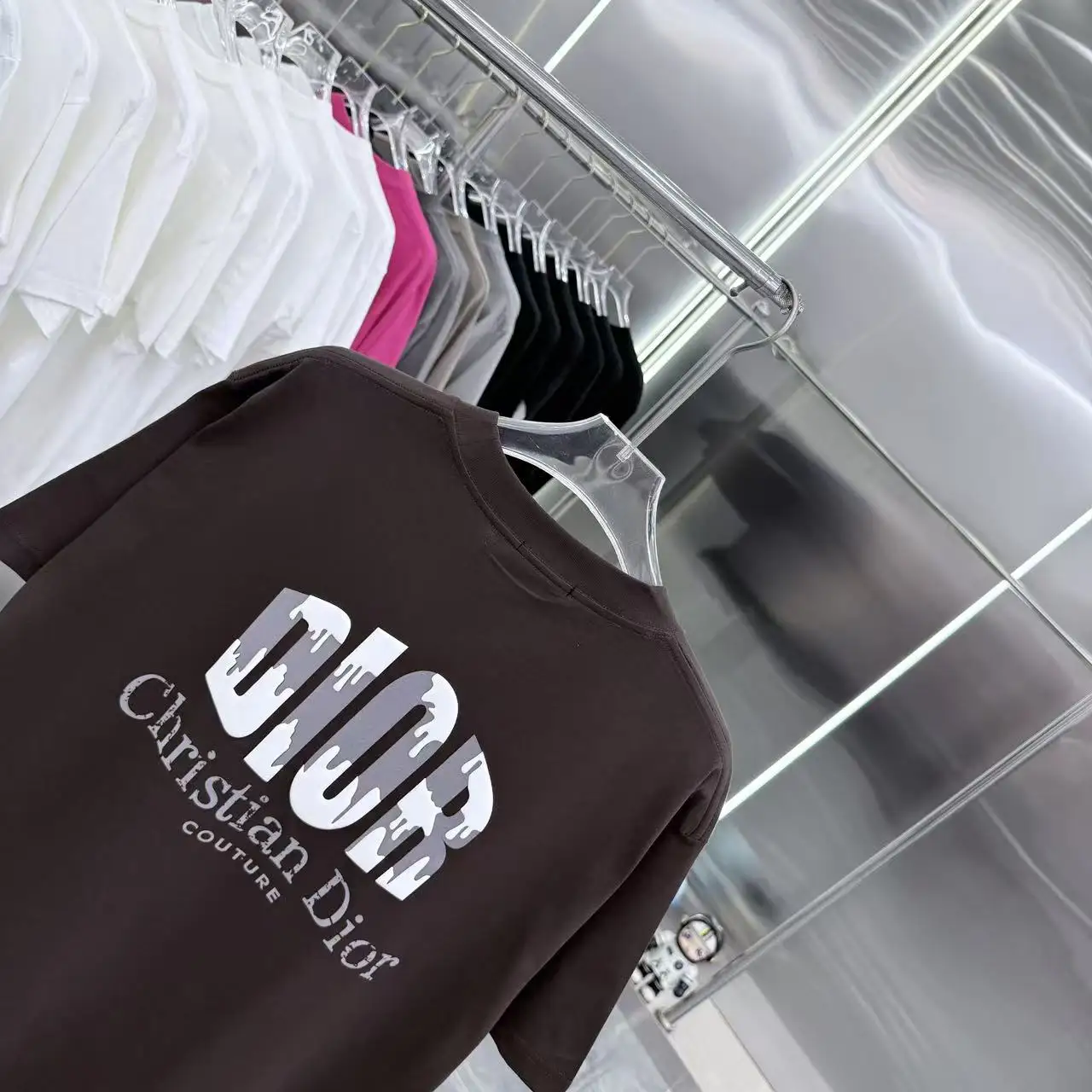 Logo Flocked Cotton T-Shirt D15014339 — view 8