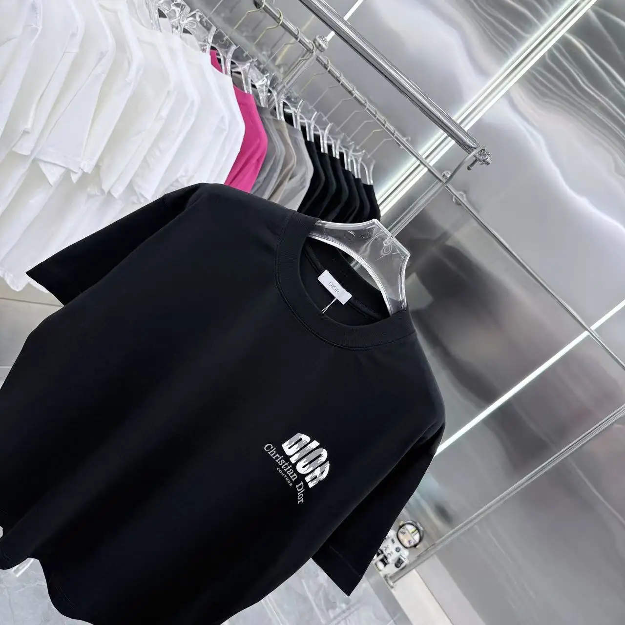 Logo-Print Flocked Cotton T-Shirt D15014337 — view 3