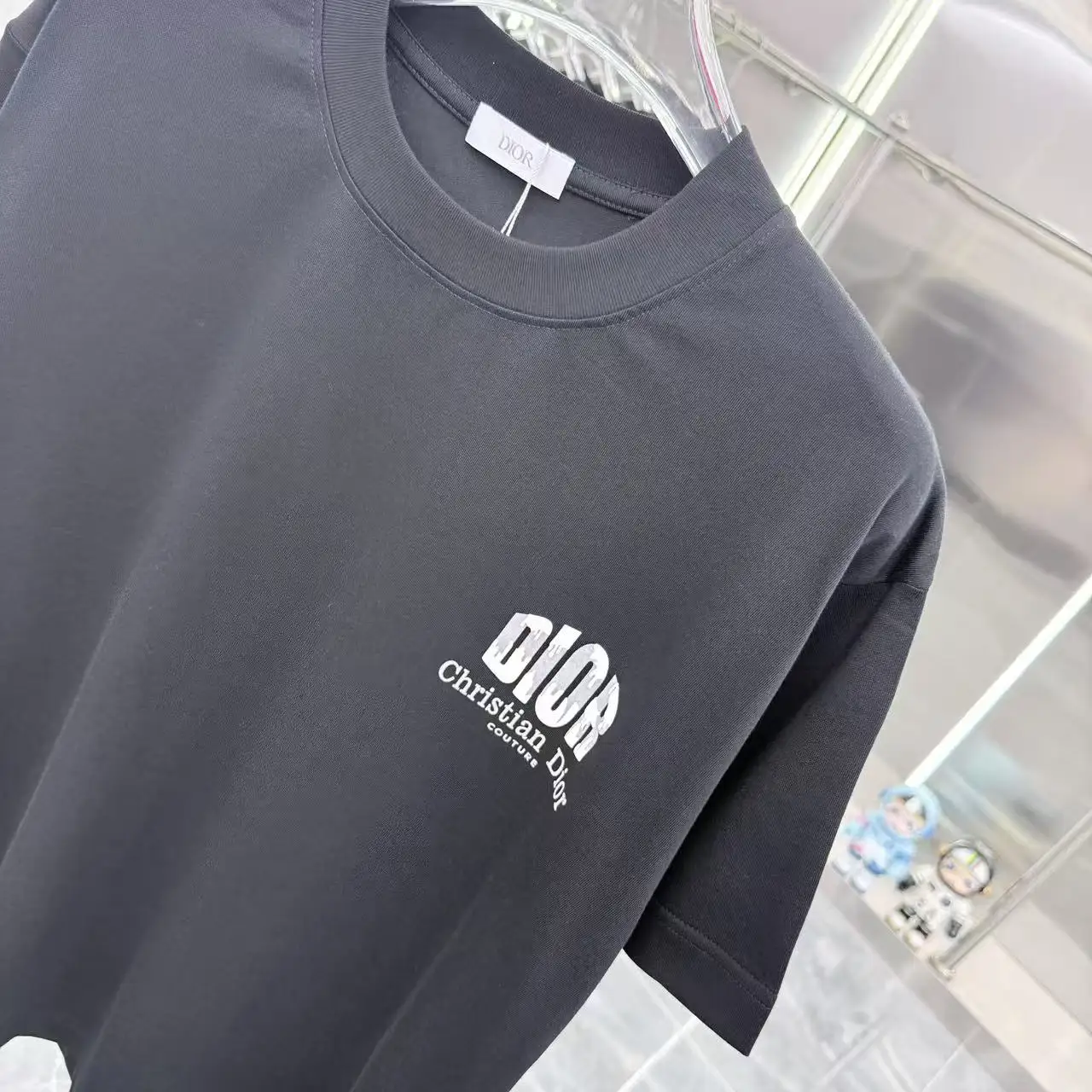 Logo-Print Flocked Cotton T-Shirt D15014337 — view 4