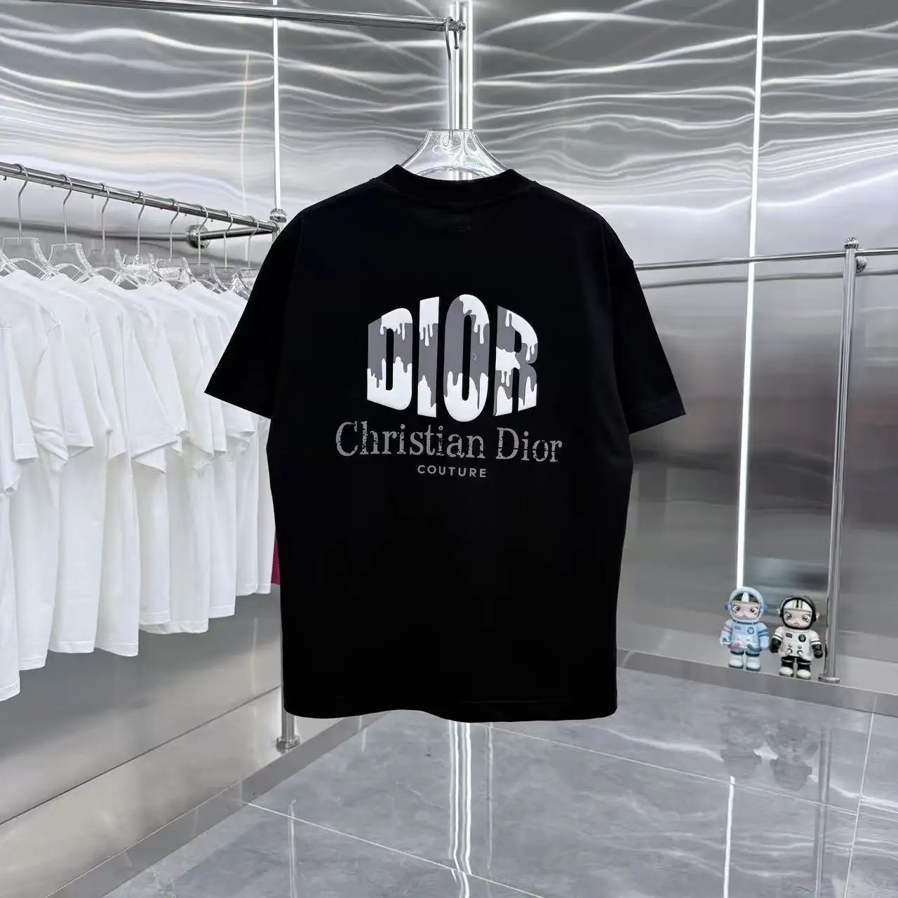 Logo-Print Flocked Cotton T-Shirt D15014337 — view 7