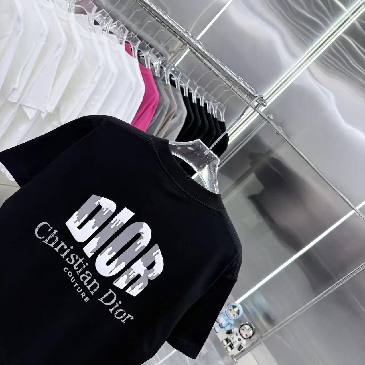 Logo-Print Flocked Cotton T-Shirt D15014337 — view 8