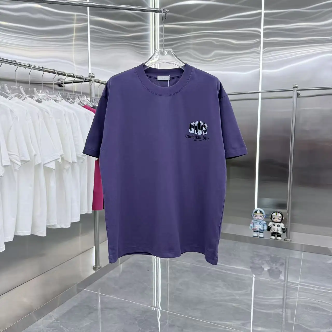 Logo Flocked Cotton T-Shirt D15014338