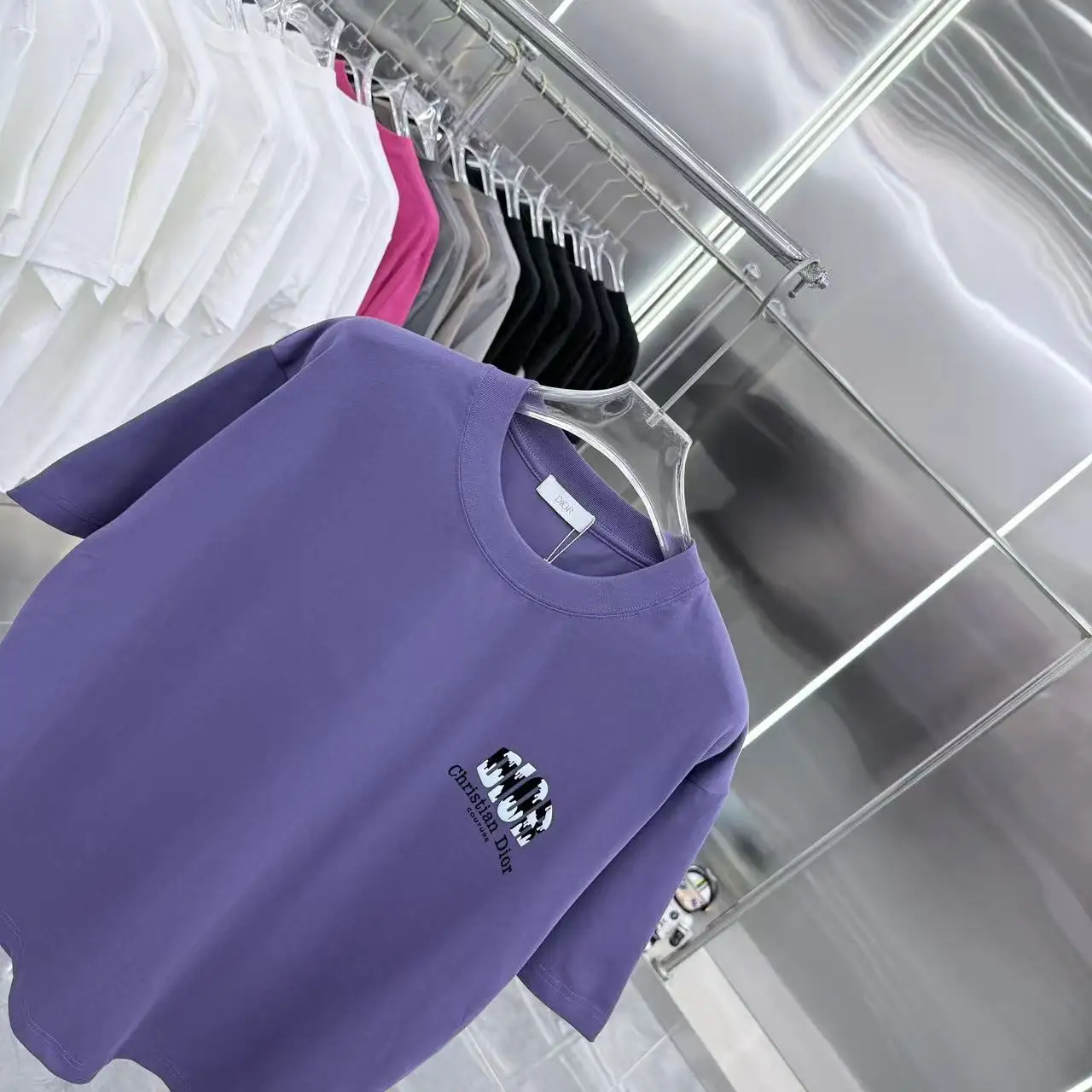 Logo Flocked Cotton T-Shirt D15014338 — view 3