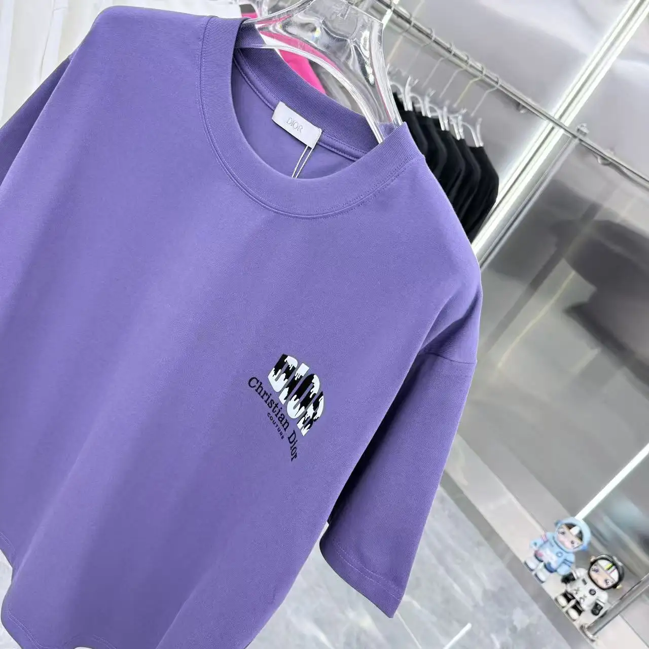 Logo Flocked Cotton T-Shirt D15014338 — view 4