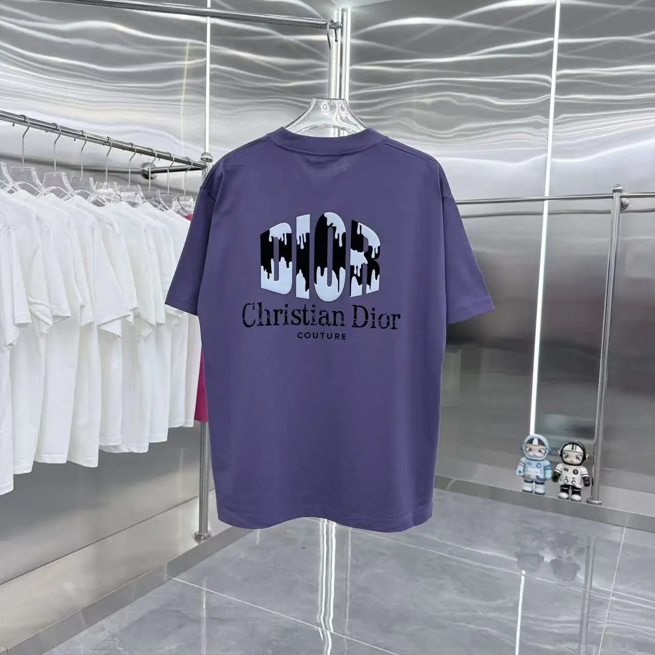 Logo Flocked Cotton T-Shirt D15014338 — view 7