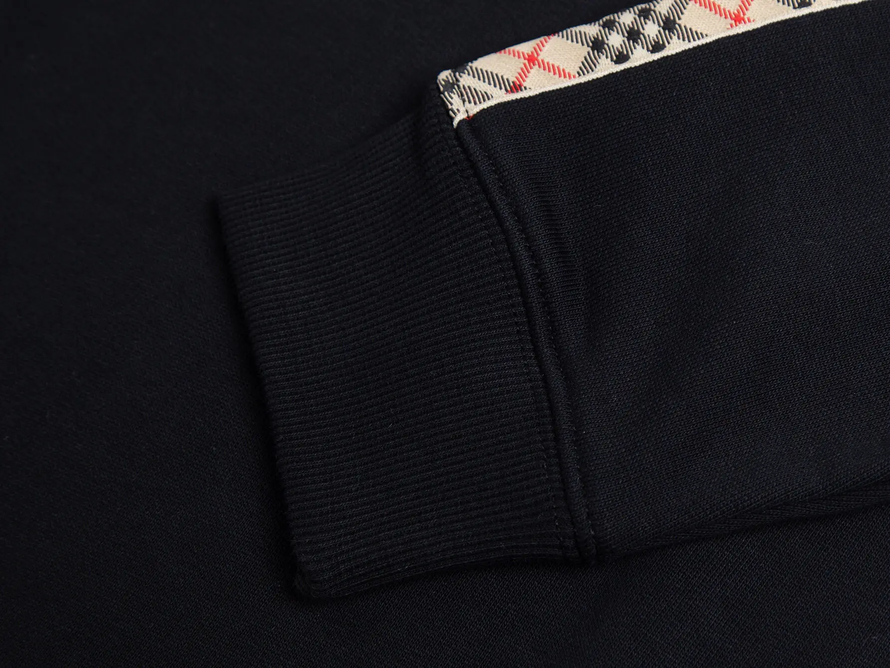 Check-Trimmed Embroidered Cotton Sweatshirt D15016503 — view 6