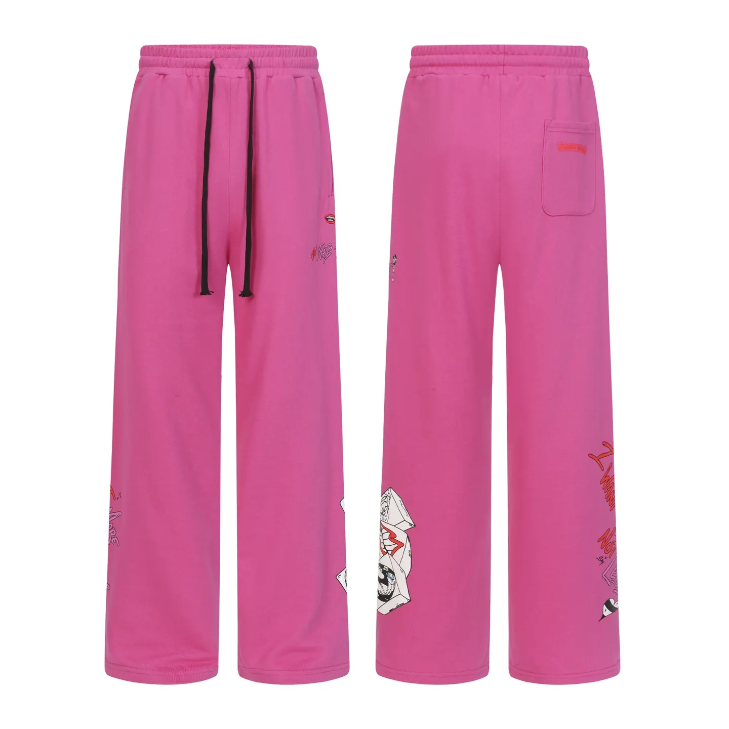 Graffiti Print Wide-Leg Sweatpants D15513944