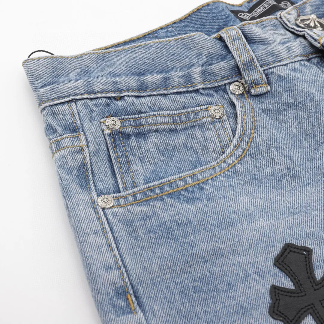 Leather Cross Patch Straight-Leg Jeans D15519754 — view 5