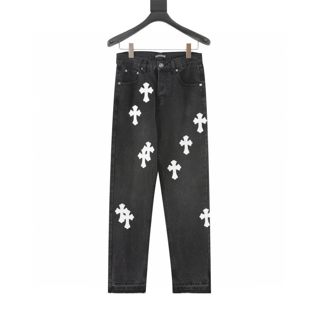 Leather Cross Patch Straight-Leg Jeans D15519757