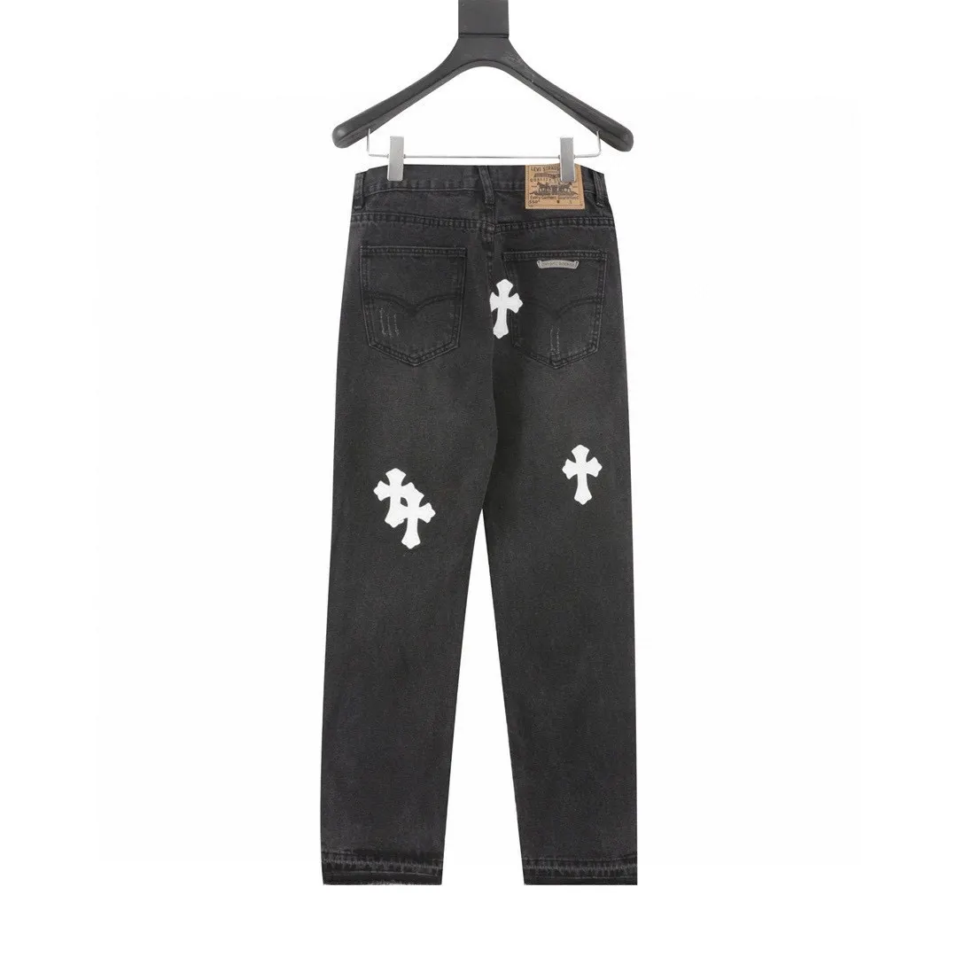 Leather Cross Patch Straight-Leg Jeans D15519757 — view 2