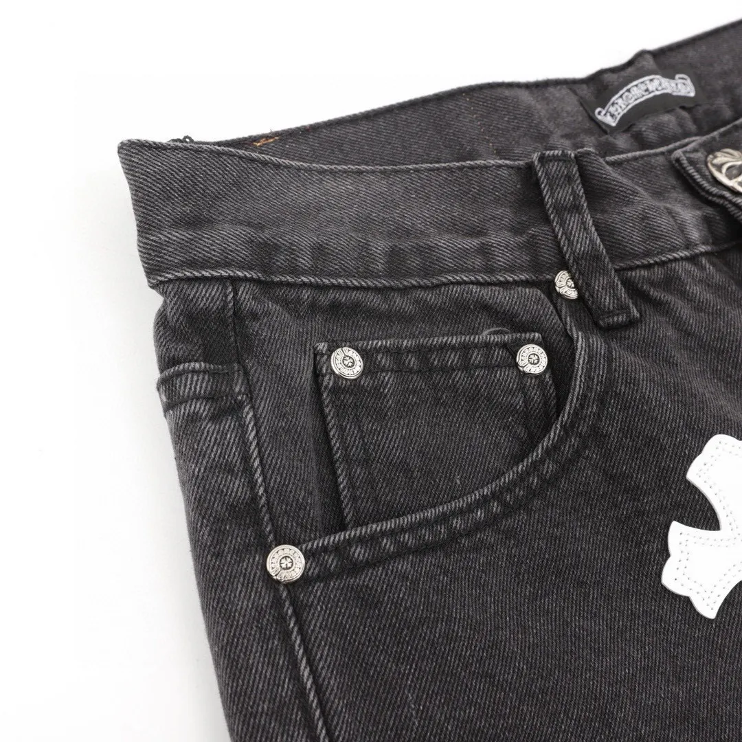 Leather Cross Patch Straight-Leg Jeans D15519757 — view 3