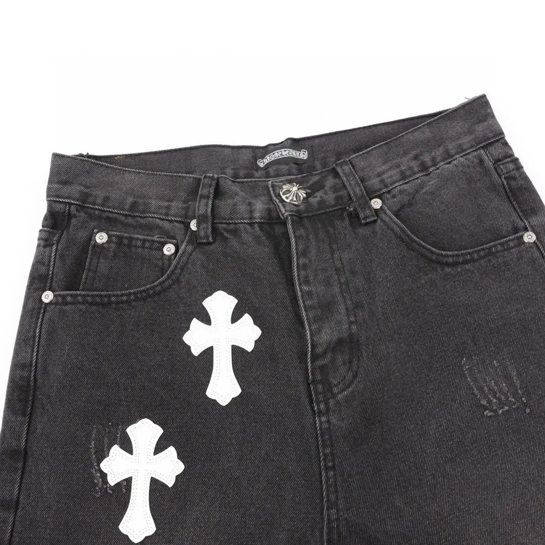 Leather Cross Patch Straight-Leg Jeans D15519757 — view 4