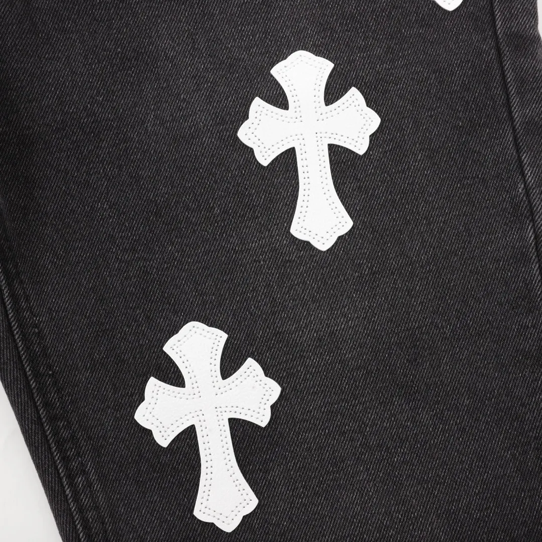 Leather Cross Patch Straight-Leg Jeans D15519757 — view 5