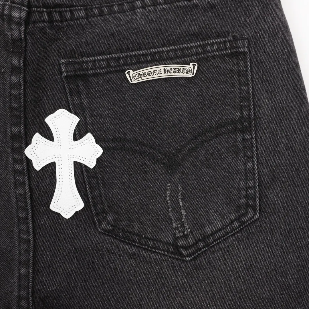 Leather Cross Patch Straight-Leg Jeans D15519757 — view 7