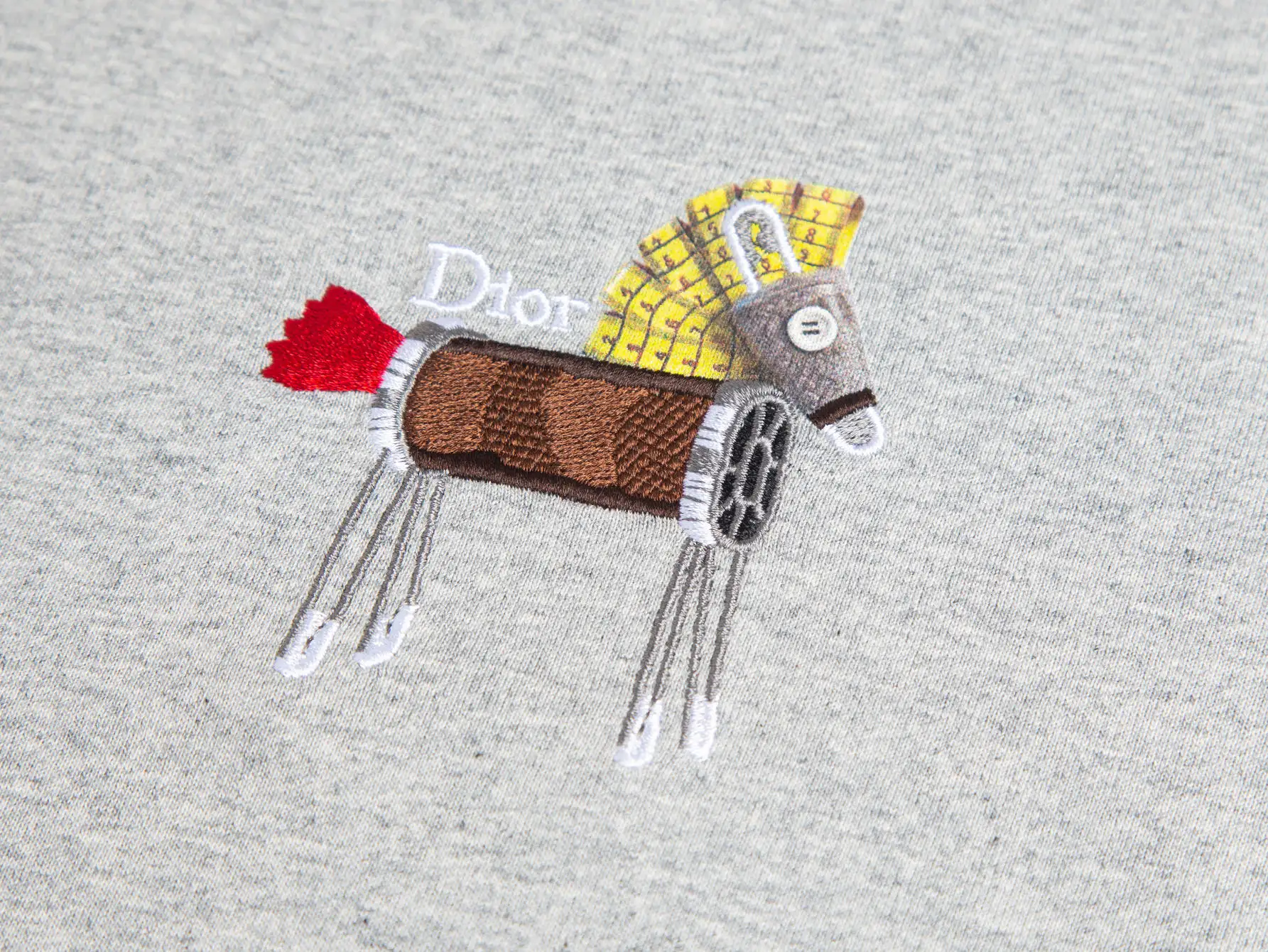 Embroidered Horse Motif Cotton T-Shirt D15513112 — view 3