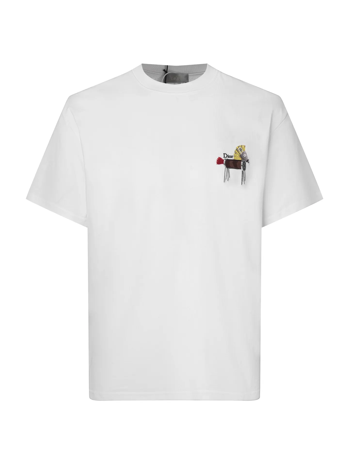 Embroidered Horse Motif Cotton T-Shirt D15513111