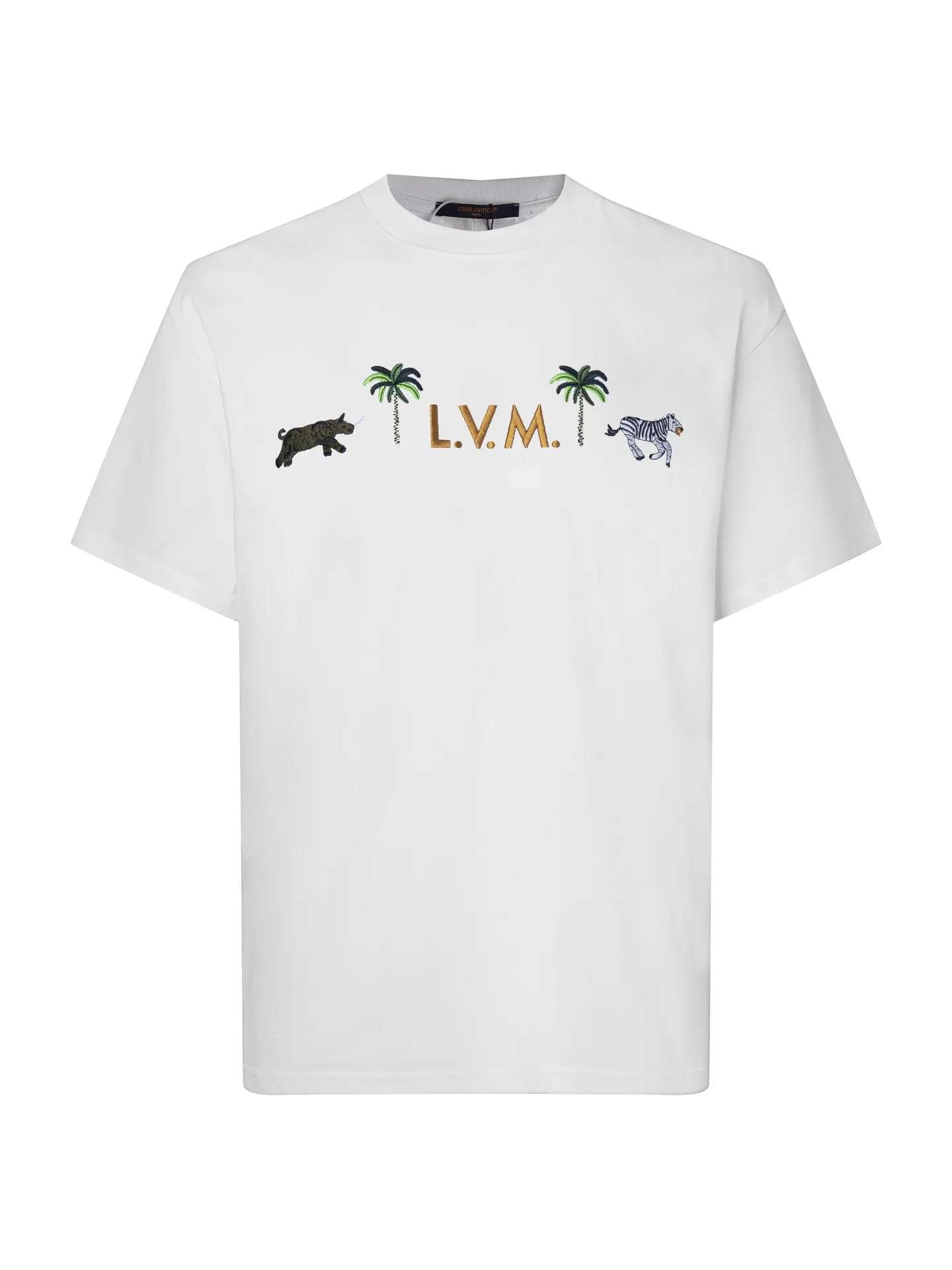 Embroidered Animal Logo Cotton T-Shirt D15513110