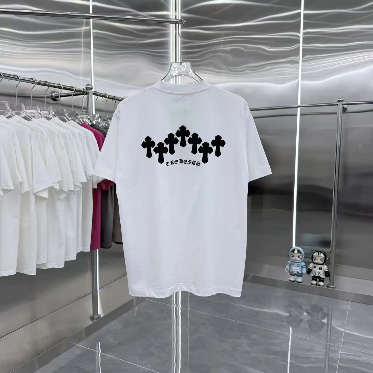 Logo-Print Distressed Cotton T-Shirt D15514360 — view 7