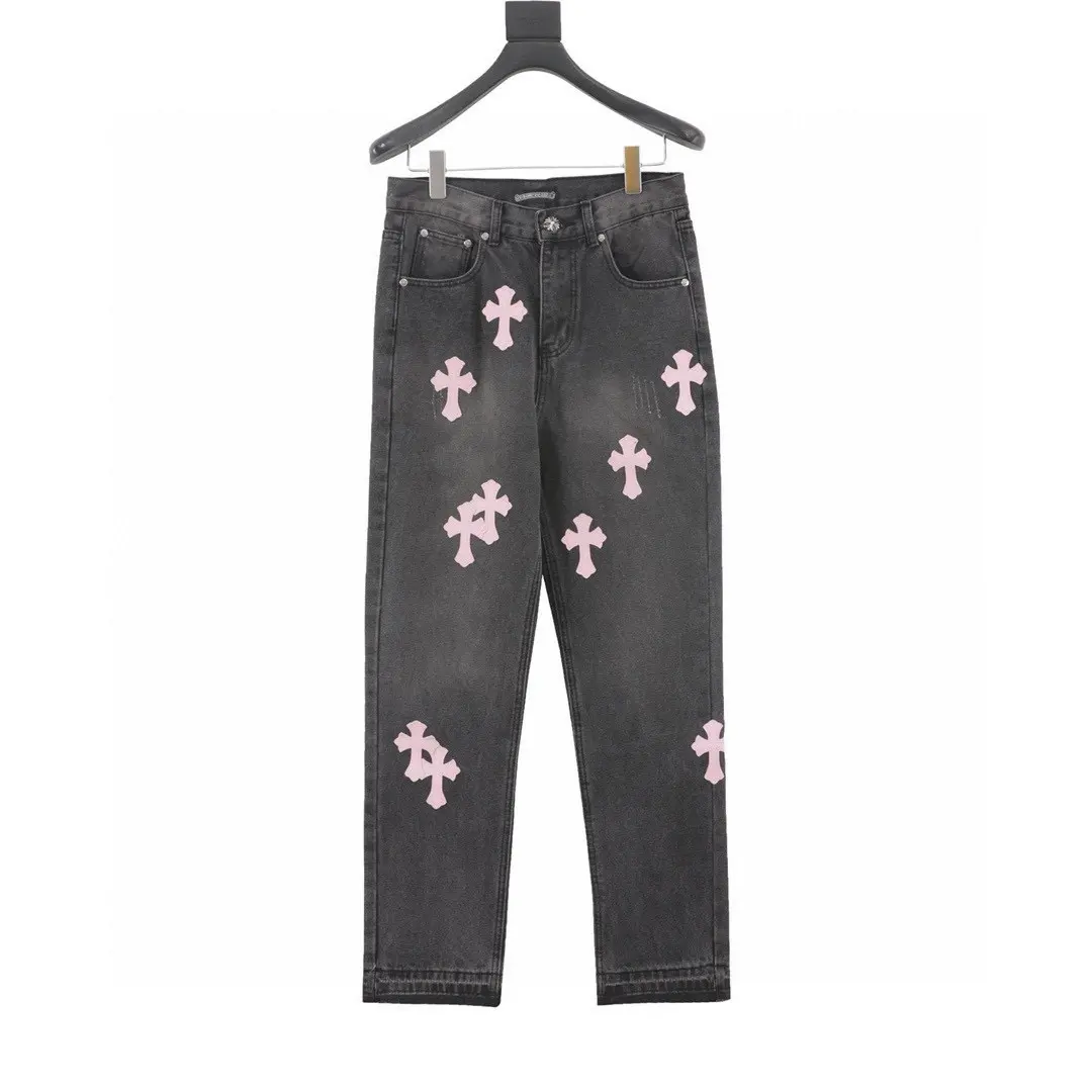 Chrome Hearts Leather Cross Patch Straight-Leg Jeans D15519753
