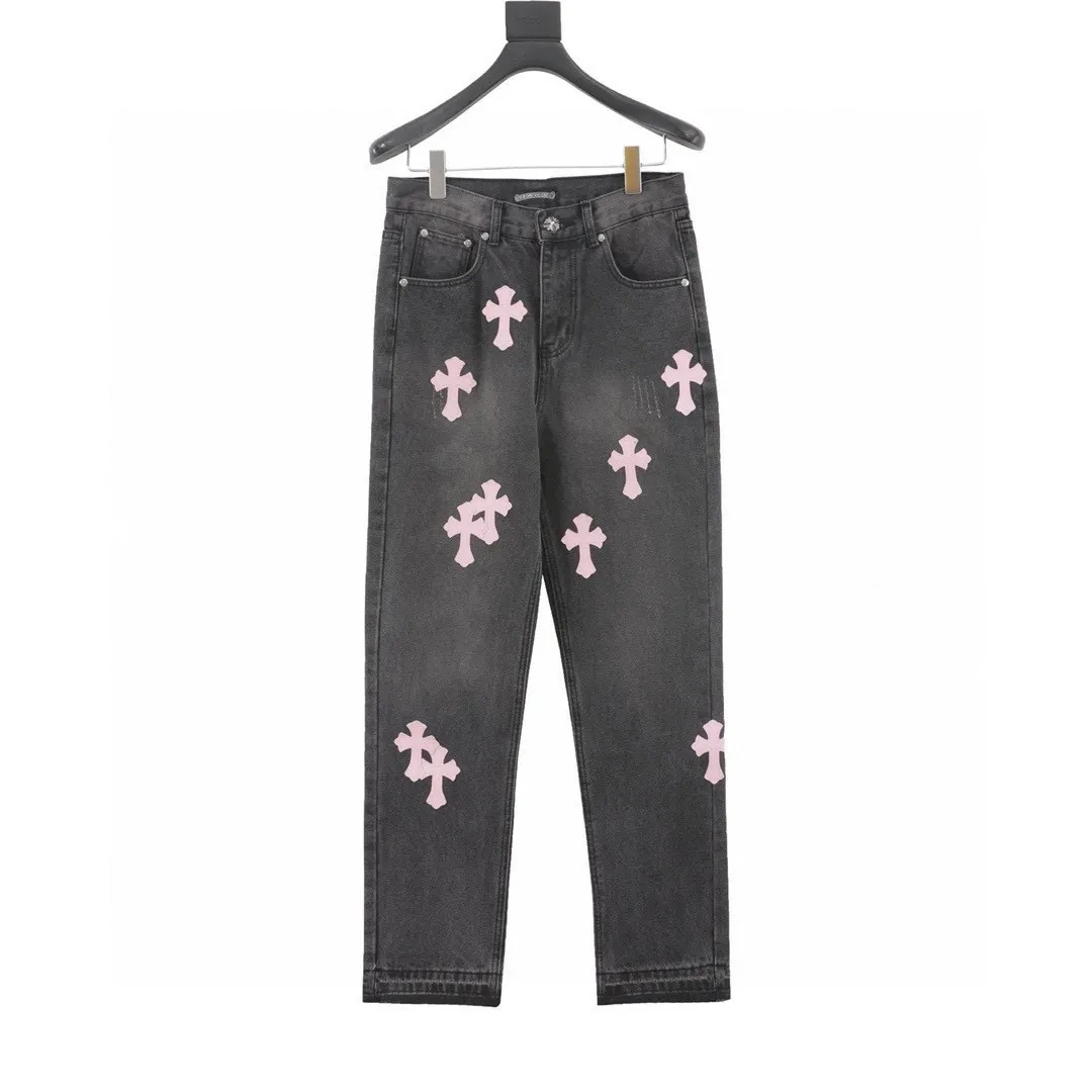 Chrome Hearts Leather Cross Patch Straight-Leg Jeans D15519753
