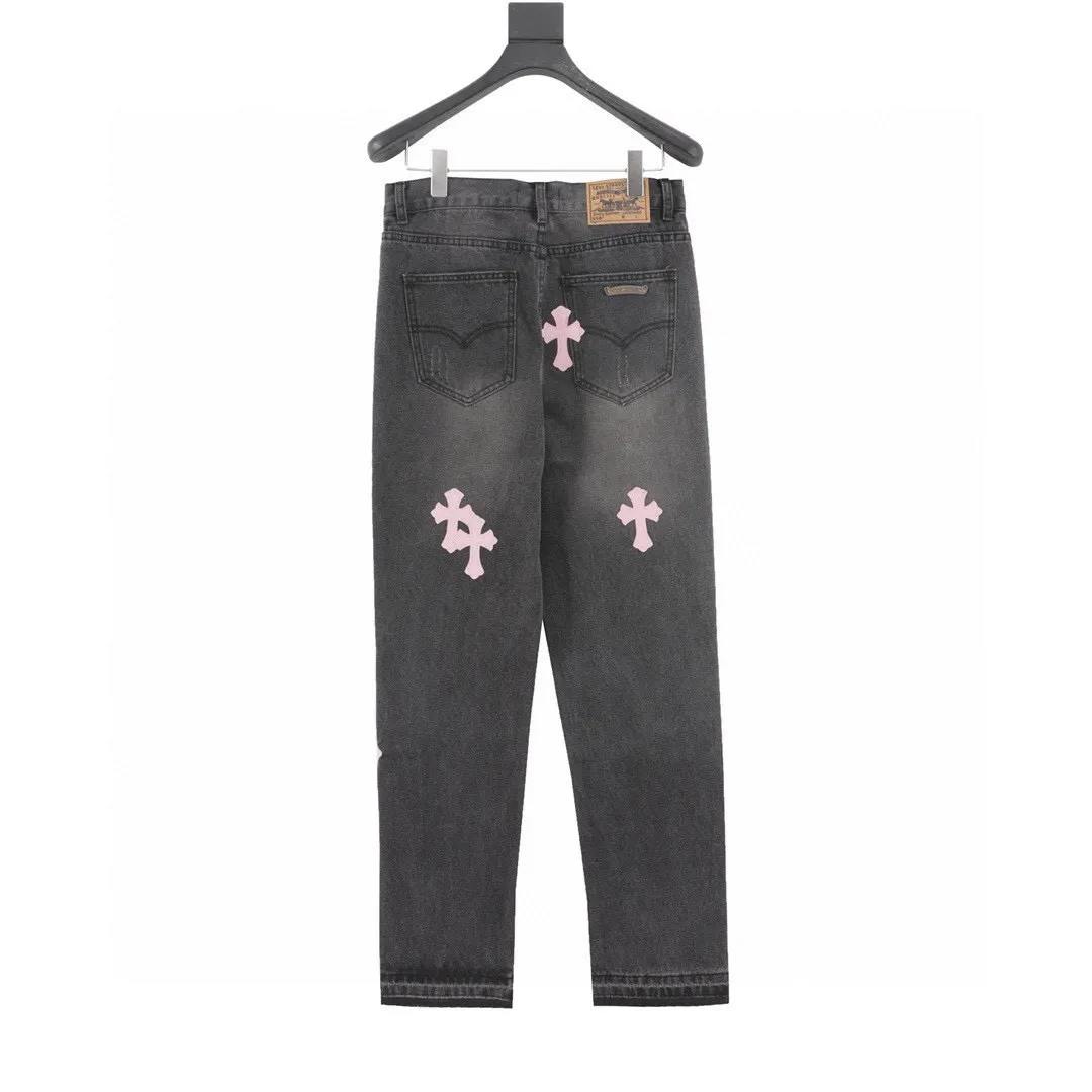 Chrome Hearts Leather Cross Patch Straight-Leg Jeans D15519753 — view 2