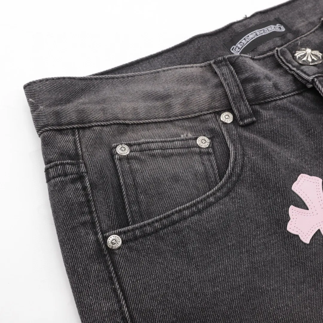 Chrome Hearts Leather Cross Patch Straight-Leg Jeans D15519753 — view 8