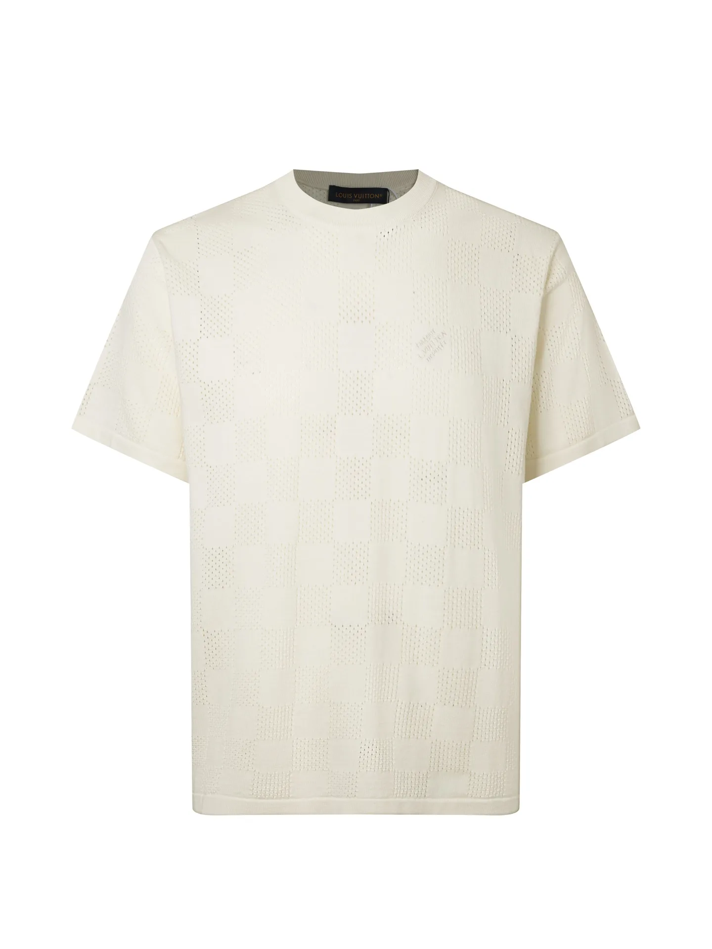Damier Perforated Wool-Blend Knit T-Shirt D15516203