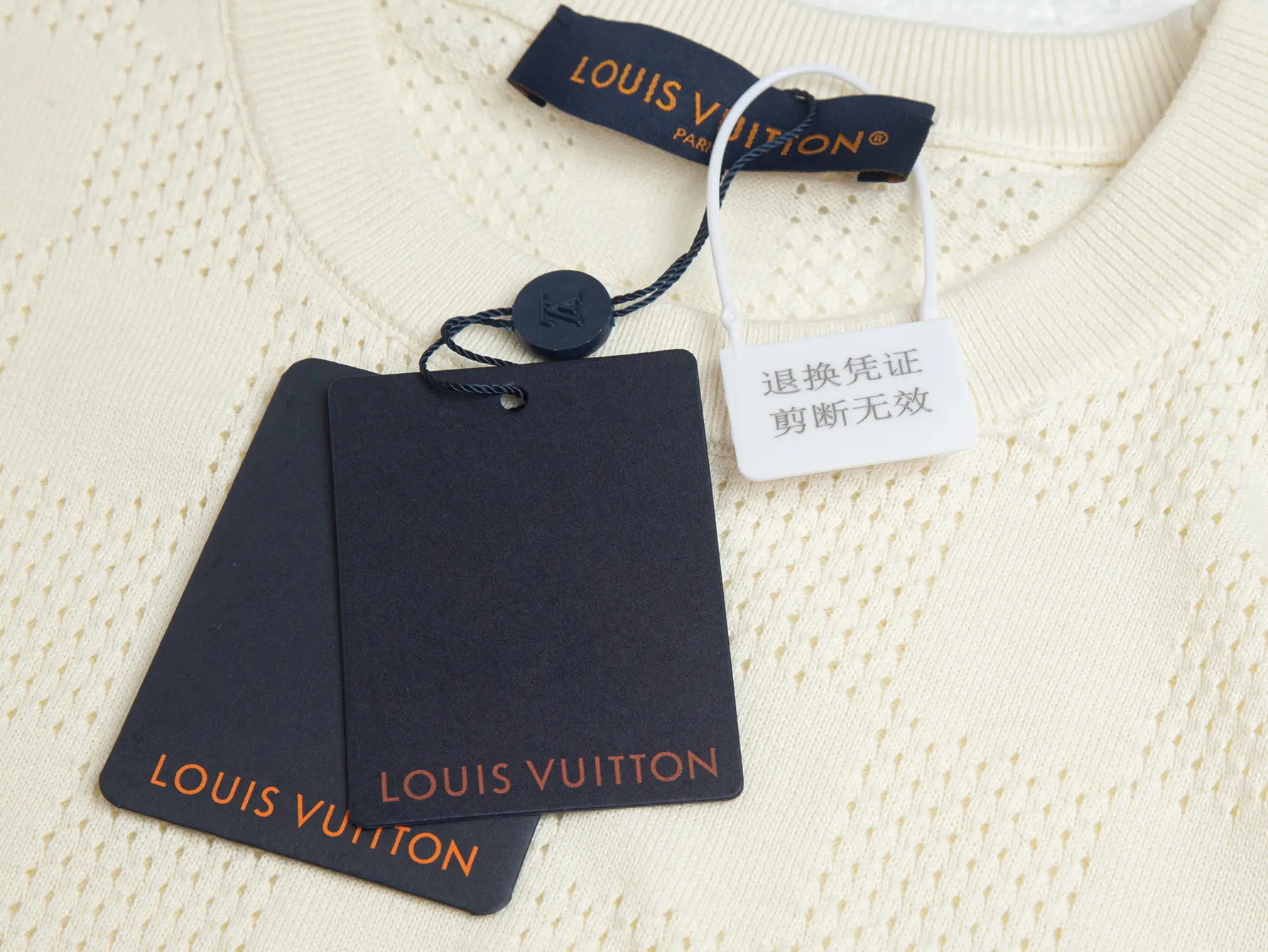 Damier Perforated Wool-Blend Knit T-Shirt D15516203 — view 5