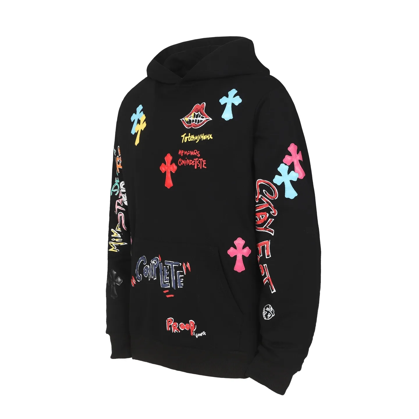 Graffiti Print Cross Patch Hoodie D16013871 — view 2
