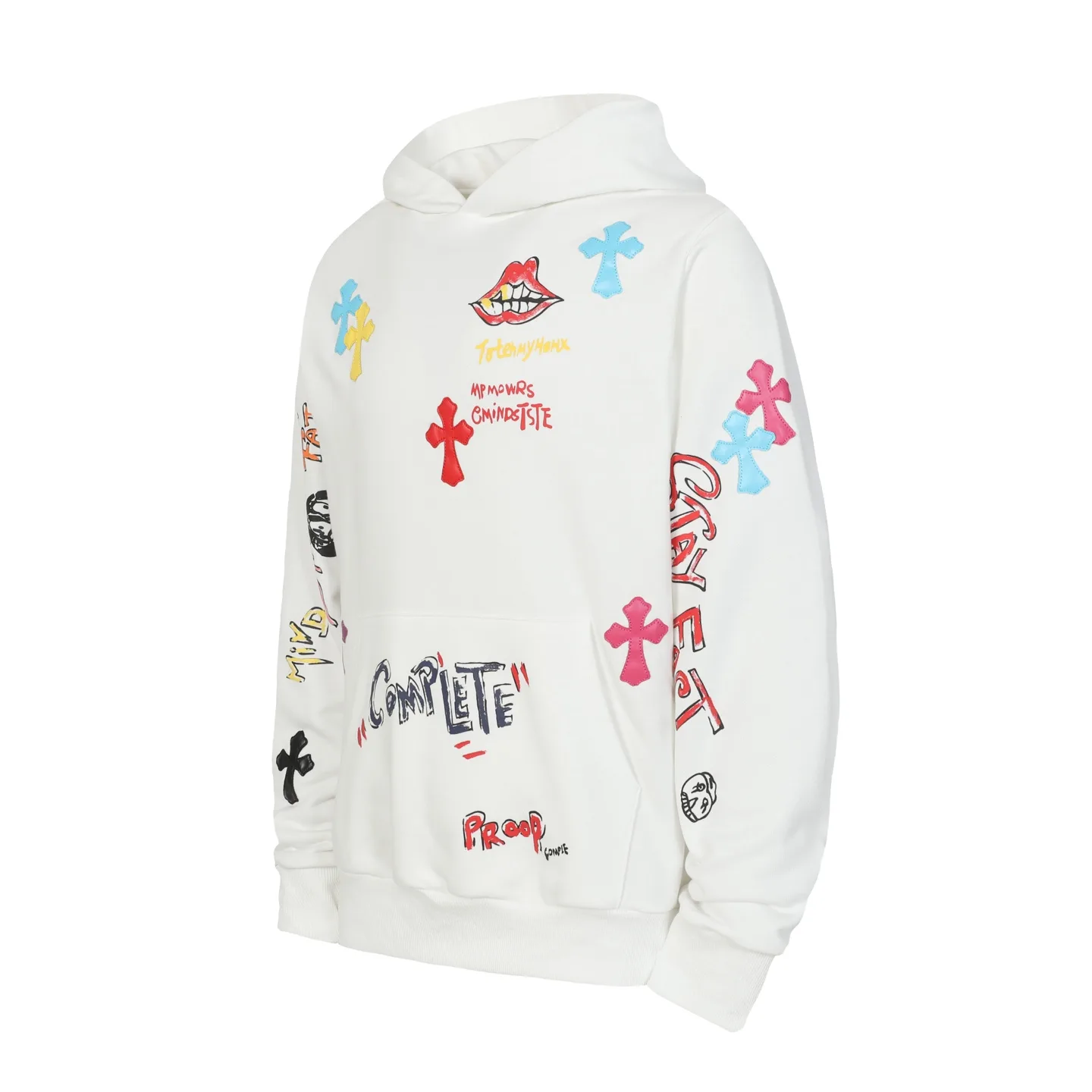Graffiti Print Cross Patch Hoodie D16013872 — view 6