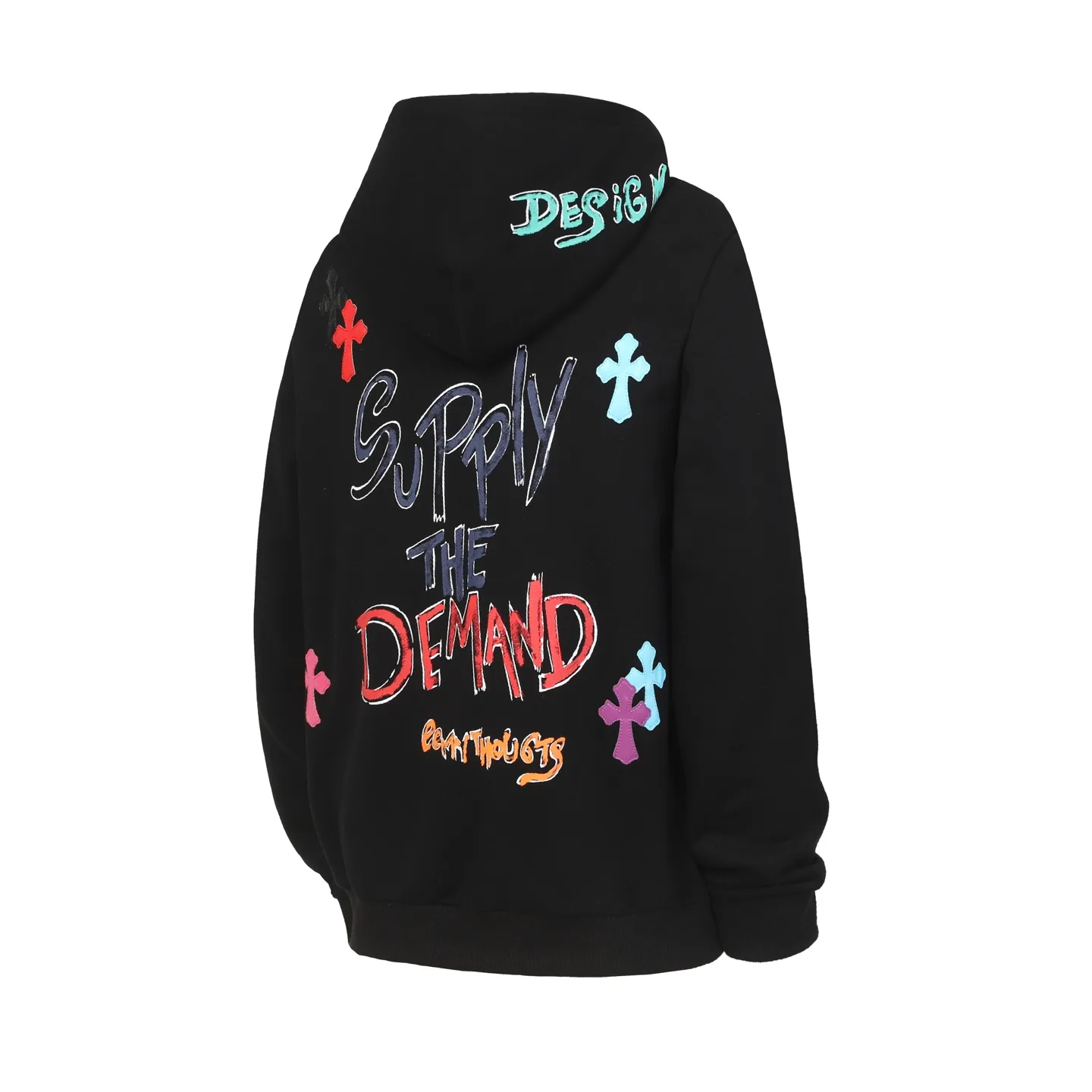 Graffiti Print Cross Patch Hoodie D16013872 — view 9